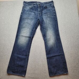 Helix Slim Boot Jeans Mens 36x32 Blue‎ Distressed Faded Denim